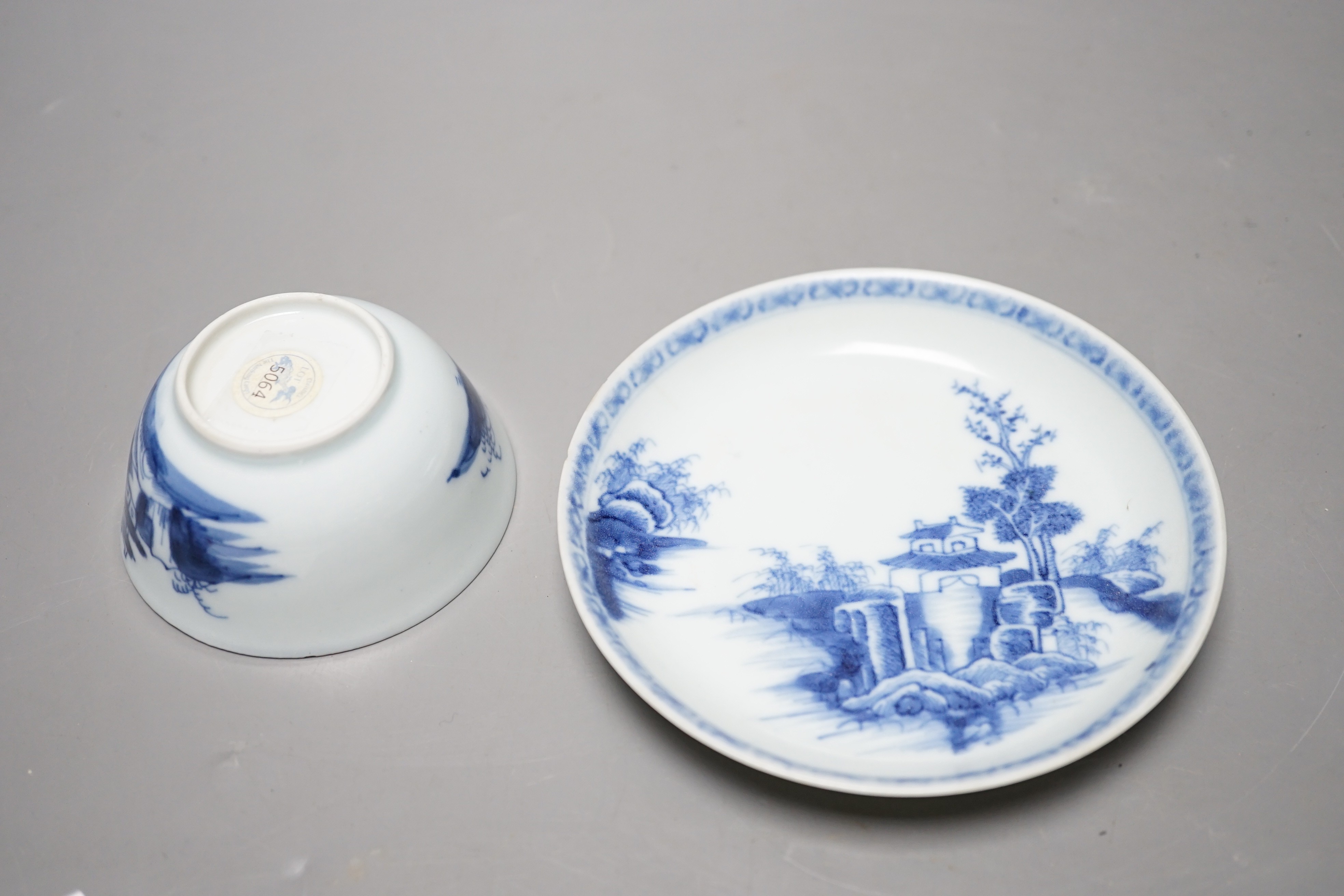 A Chinese Nanking cargo teabowl and saucer, Qianlong period